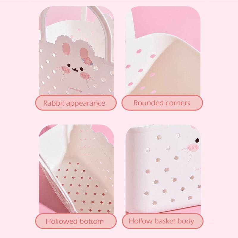 Bunny Kawaii Storage Basket with Handles | Cute Multipurpose Organizer