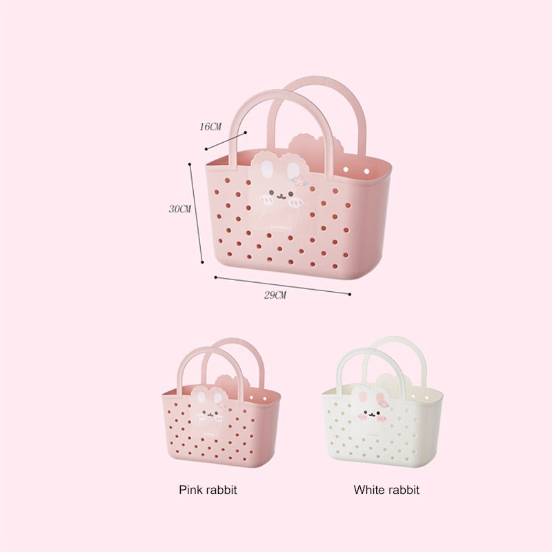 Bunny Kawaii Storage Basket with Handles | Cute Multipurpose Organizer