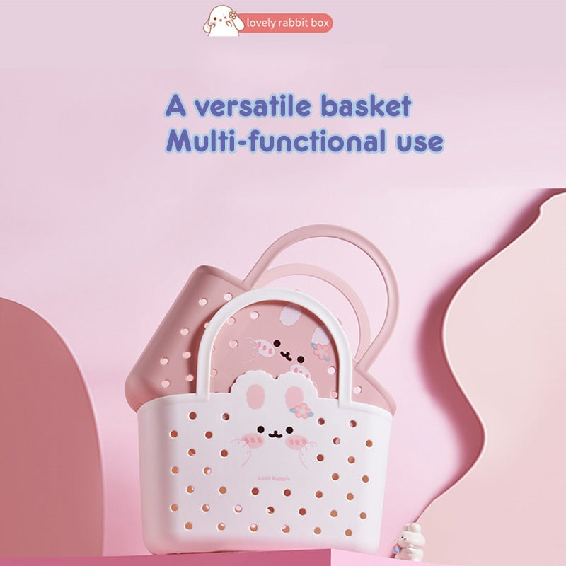 Bunny Kawaii Storage Basket with Handles | Cute Multipurpose Organizer