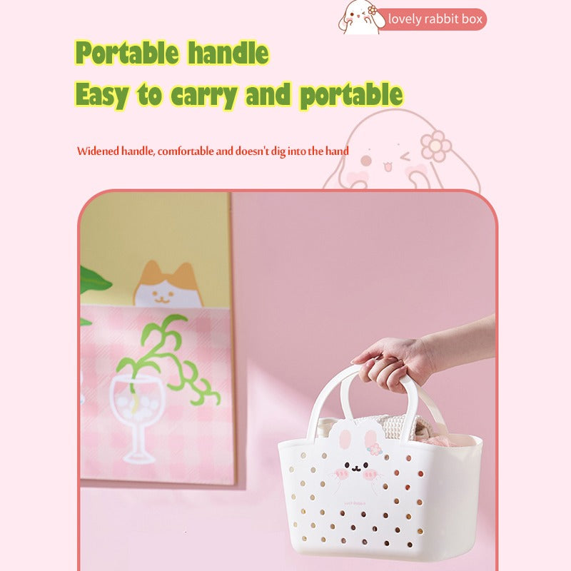 Bunny Kawaii Storage Basket with Handles | Cute Multipurpose Organizer
