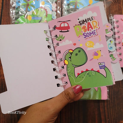 Spiral binding colourful printed pages notebook with tabs for kids