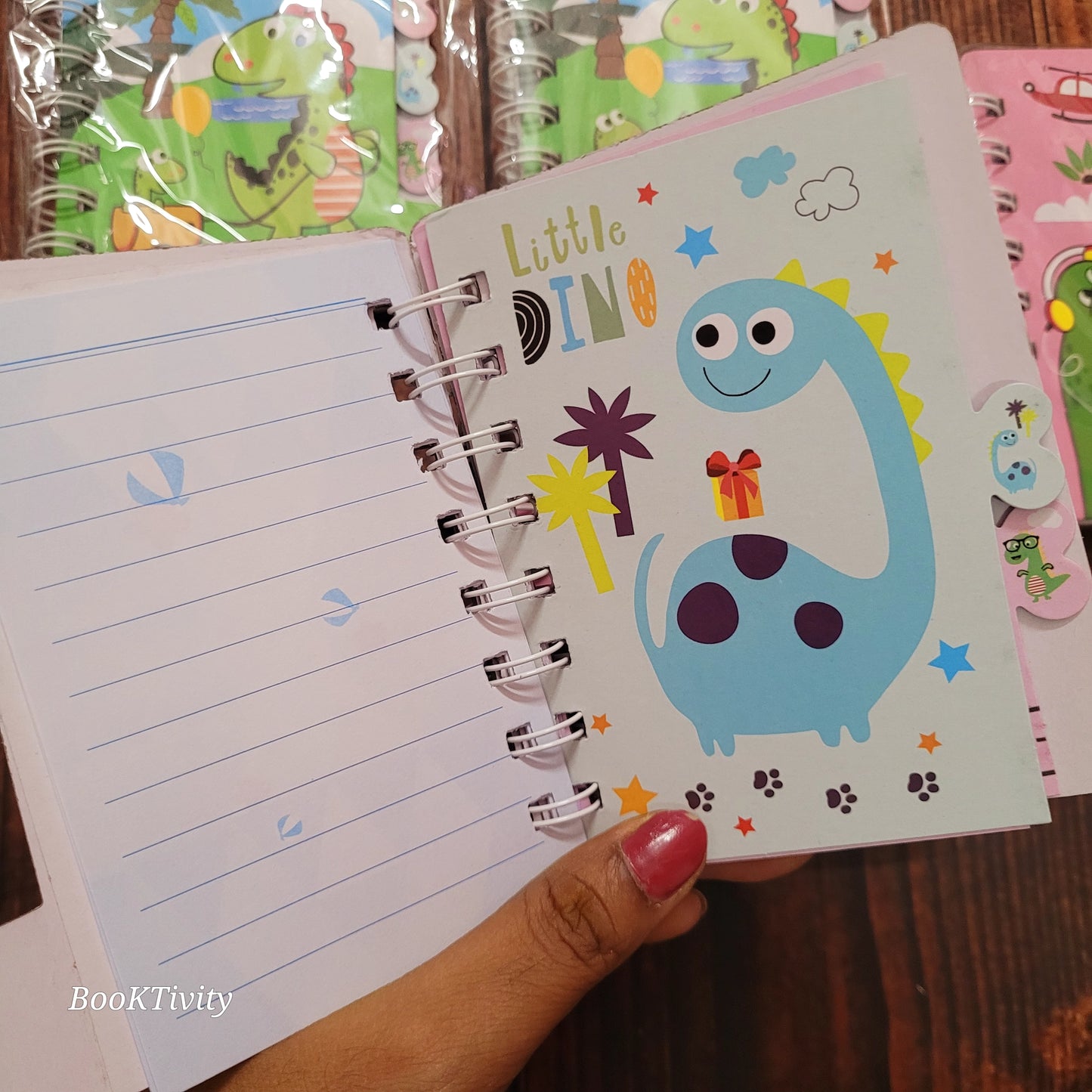 Spiral binding colourful printed pages notebook with tabs for kids