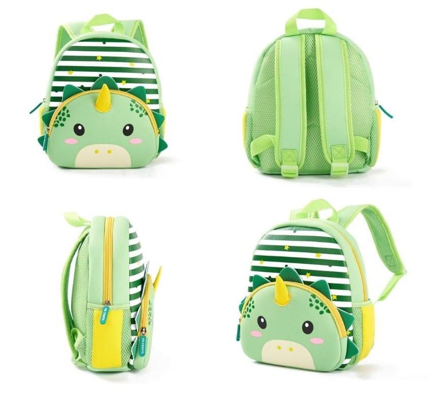 Backpack for Kindergarten and Elementary grade Neoprene Animal Waterproof Schoolbag Lunch backpack for Kids Boys Girls Age 2-7 (Cute Dinosaur)