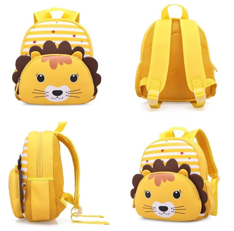 Backpack for Kindergarten and Elementary grade Neoprene Animal Waterproof Schoolbag Lunch backpack for Kids Boys Girls (Cute Lion) Age 2-7