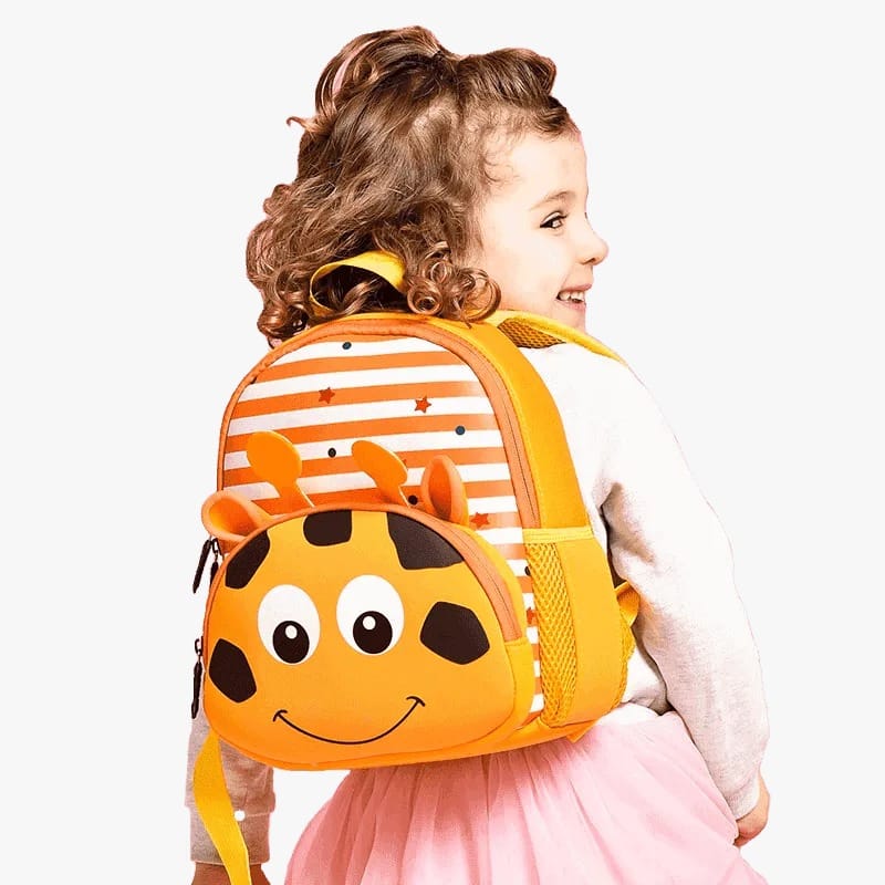 Backpack for Kindergarten and Elementary grade Neoprene Animal Waterproof Schoolbag Lunch backpack for Kids Boys Girls (Cute Giraffe) age 2-7