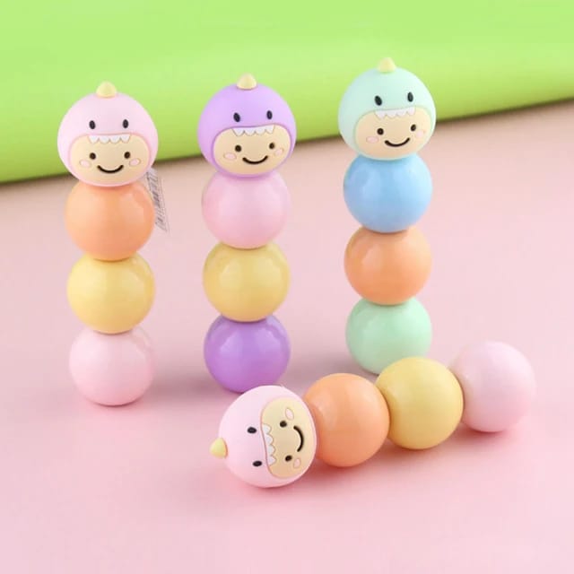 3in1 cute colourful Kawaii Dinosaur highlighter Marker Pens For Books Marking, Office, School With Cute Attractive Shapes Multi Color