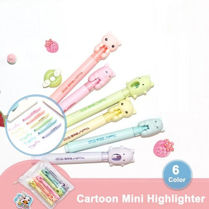 6in1 three cute sister Highlighter Pastel colour trendy Kawaii stationery