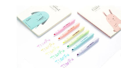 6in1 three cute sister Highlighter Pastel colour trendy Kawaii stationery