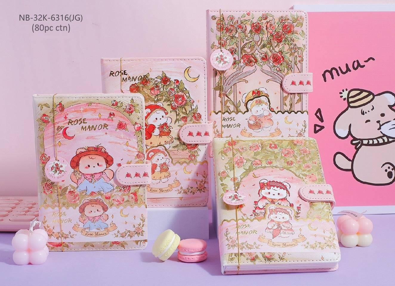 Kawaii notebook with magnetic lock colourful printed inside pages