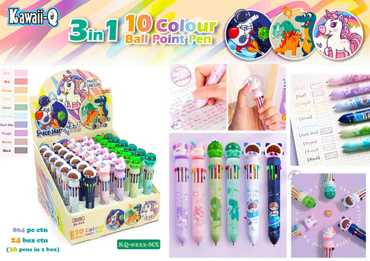 10 colour ball pen for girls