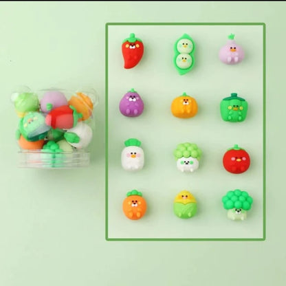 Cute 3d Vegetable Eraser in a Jar (12 pcs inside the jar)