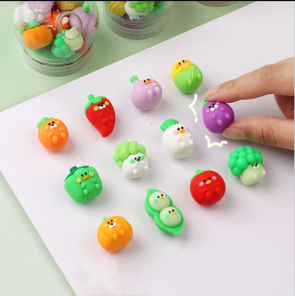 Cute 3d Vegetable Eraser in a Jar (12 pcs inside the jar)