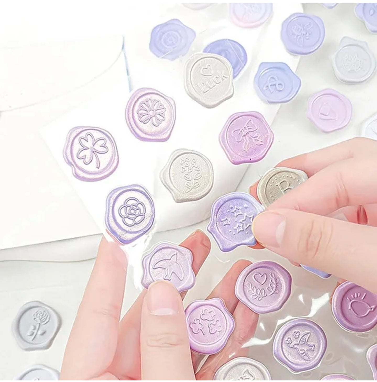 108 pieces of Pastel 3D wax stamps very high quality stick properly set of 6 sheets each sheet has 18 stamps