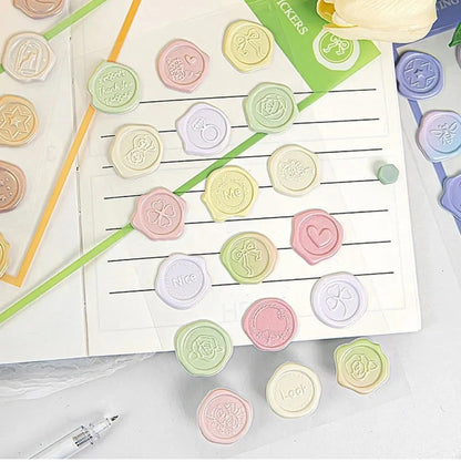 108 pieces of Pastel 3D wax stamps very high quality stick properly set of 6 sheets each sheet has 18 stamps