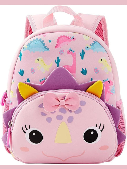 Backpack for Kindergarten and Elementary grade Neoprene Animal Waterproof Schoolbag Lunch backpack for Kids Boys Girls (Dinosuar Girl) Age 2-7