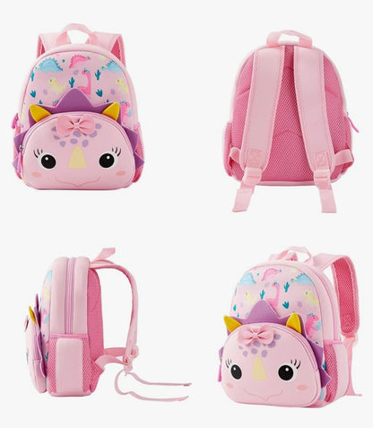 Backpack for Kindergarten and Elementary grade Neoprene Animal Waterproof Schoolbag Lunch backpack for Kids Boys Girls (Dinosuar Girl) Age 2-7