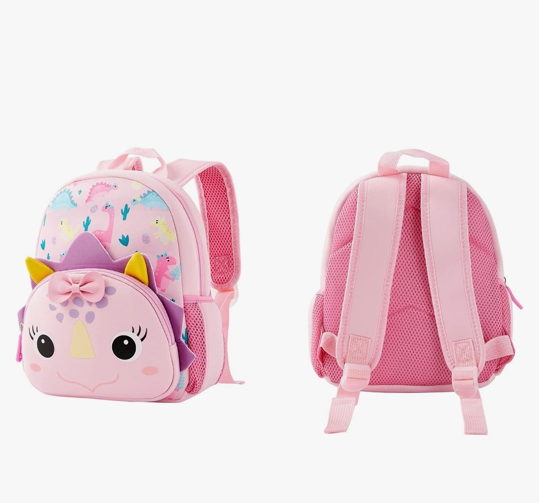 Backpack for Kindergarten and Elementary grade Neoprene Animal Waterproof Schoolbag Lunch backpack for Kids Boys Girls (Dinosuar Girl) Age 2-7