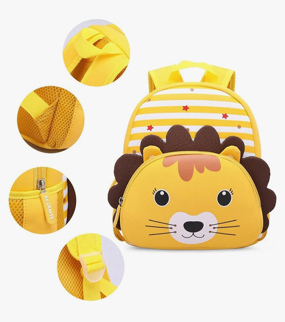 Backpack for Kindergarten and Elementary grade Neoprene Animal Waterproof Schoolbag Lunch backpack for Kids Boys Girls (Cute Lion) Age 2-7