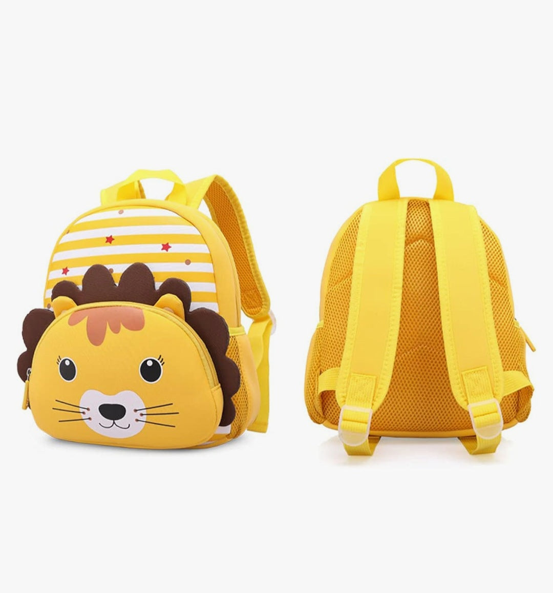 Backpack for Kindergarten and Elementary grade Neoprene Animal Waterproof Schoolbag Lunch backpack for Kids Boys Girls (Cute Lion) Age 2-7