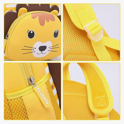 Backpack for Kindergarten and Elementary grade Neoprene Animal Waterproof Schoolbag Lunch backpack for Kids Boys Girls (Cute Lion) Age 2-7