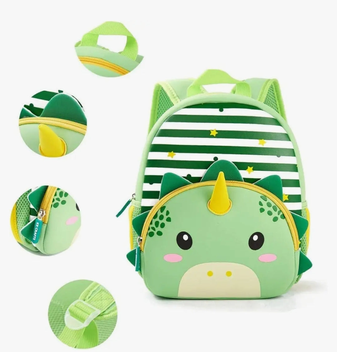 Backpack for Kindergarten and Elementary grade Neoprene Animal Waterproof Schoolbag Lunch backpack for Kids Boys Girls Age 2-7 (Cute Dinosaur)