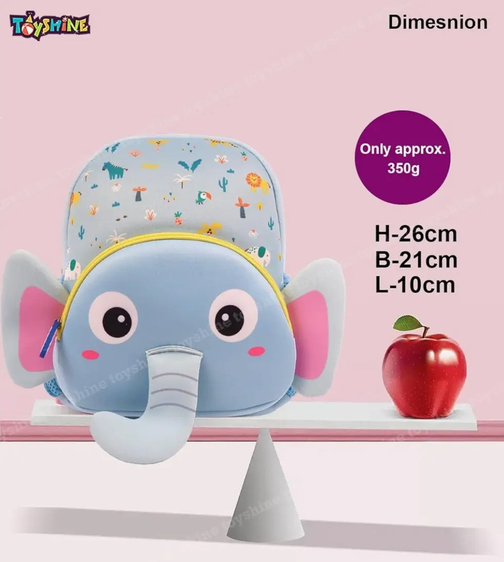 12" Cute Elephant Face Backpack for Kids Girls Boys Kindergarten and Elementary grade Backpack Preschool Nursery Travel Bag Age 2-7