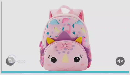 Backpack for Kindergarten and Elementary grade Neoprene Animal Waterproof Schoolbag Lunch backpack for Kids Boys Girls (Dinosuar Girl) Age 2-7