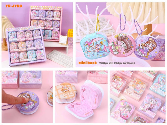 Cute mini diaries for girls with keychain colourful printed pages.