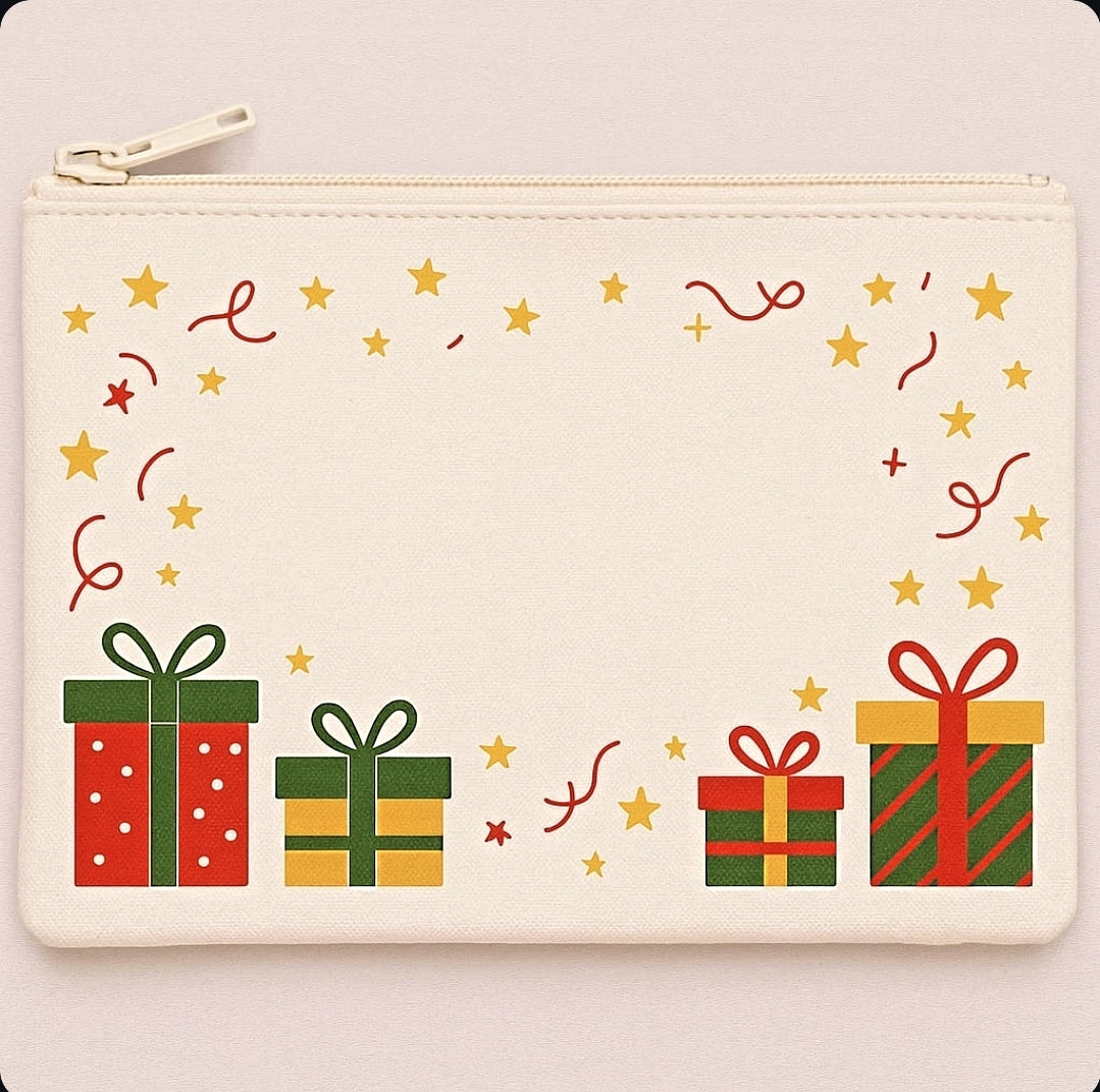 Christmas jute Pencil Pouch  environment friendly tote pencil pouch for your little one and for you.