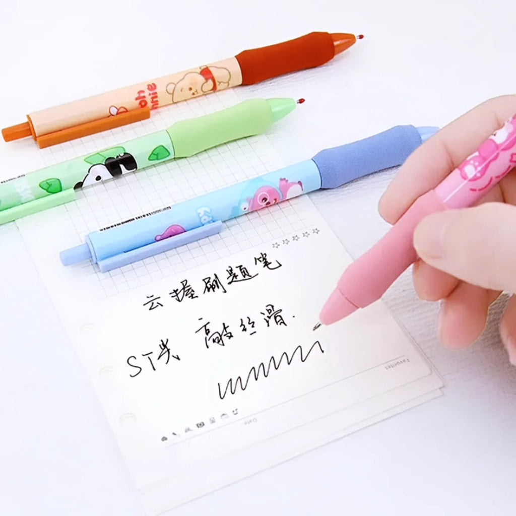 Kawaii blue ink gel pen 0.5mm with soft grip. 4pc.