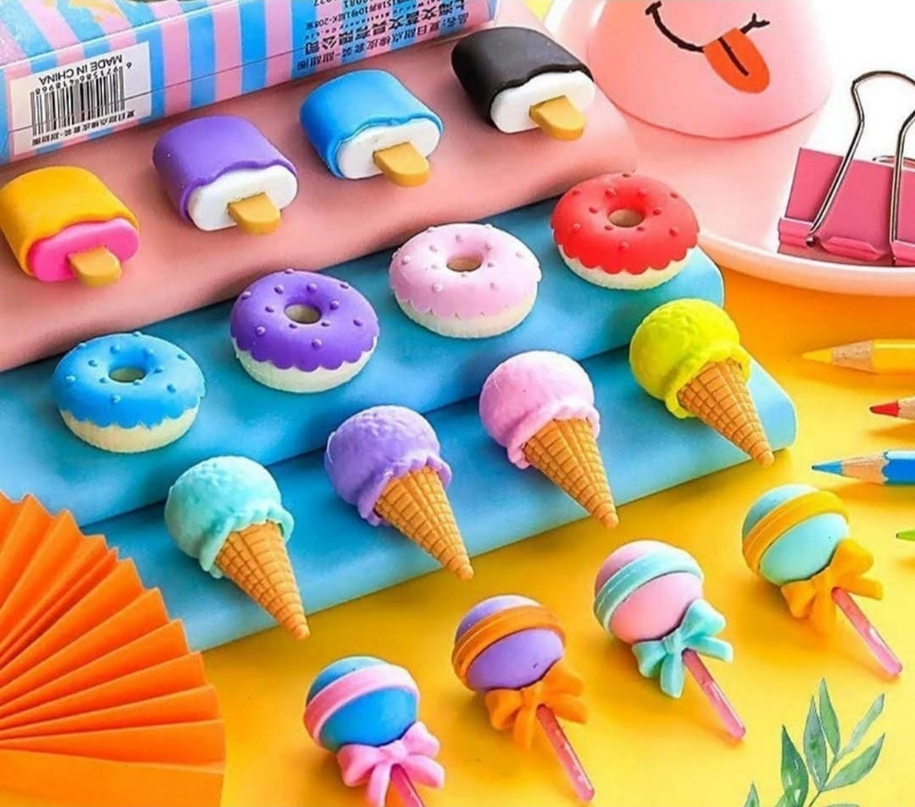 Candy shape big size 3d eraser box set. 4pc in one box.