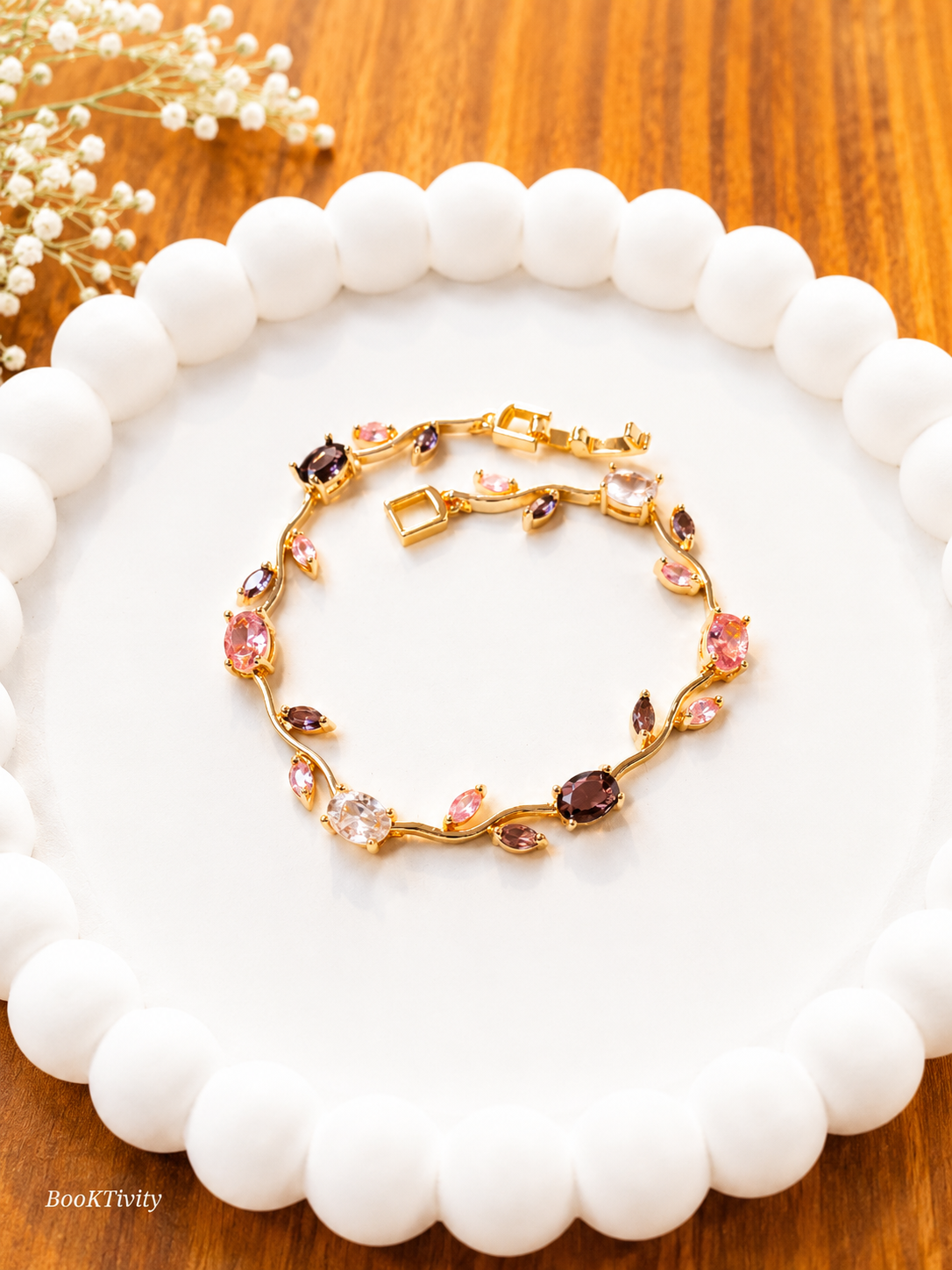 Tulip Bracelet dual colour pink and purple Anti tarnish waterproof