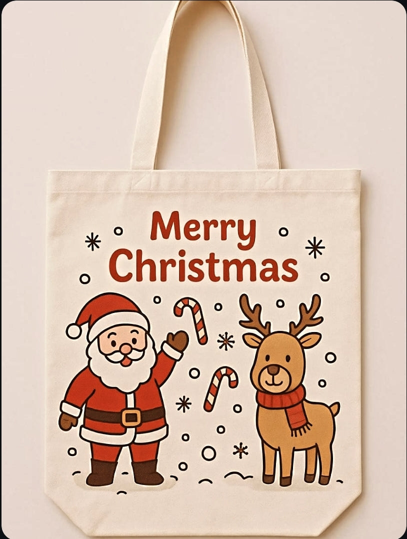 Christmas jute bag  environment friendly tote bag for your little one and for you.