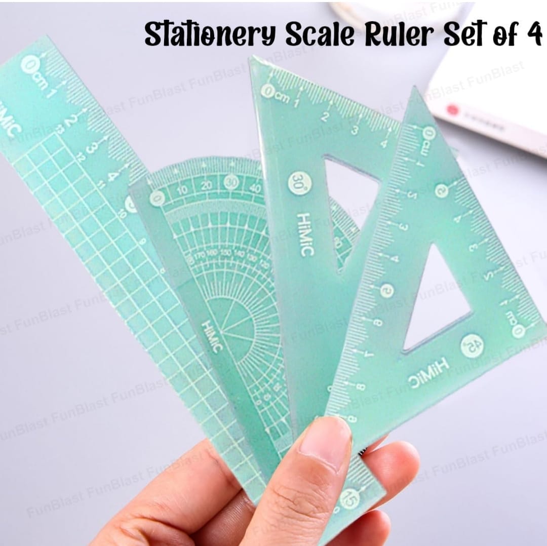 4 in 1 Protractor and Ruler Set - 4 Pack Set Square, Square Rulers, School Geometry Set, Math Protractor, Geometry Rulers (Ruler Random)