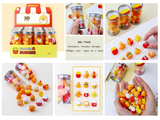 12 Pcs Fast Food Eraser for Kids Stylish Return Gift, Kawaii Stationery Set