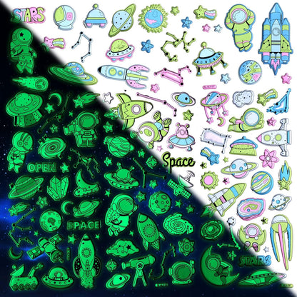 Space themed 3rd puffy Glow in the Dark stickers