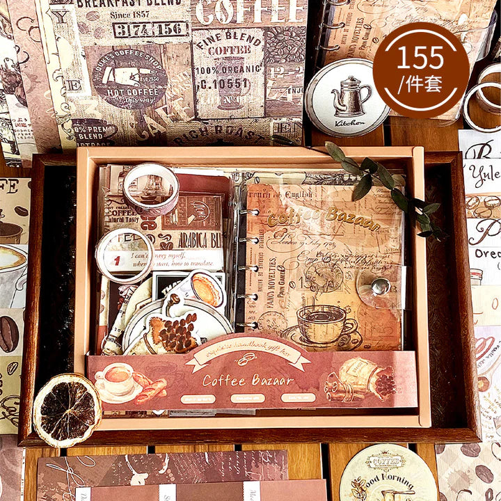 Coffee lovers journal scrapbook gift set premium piece