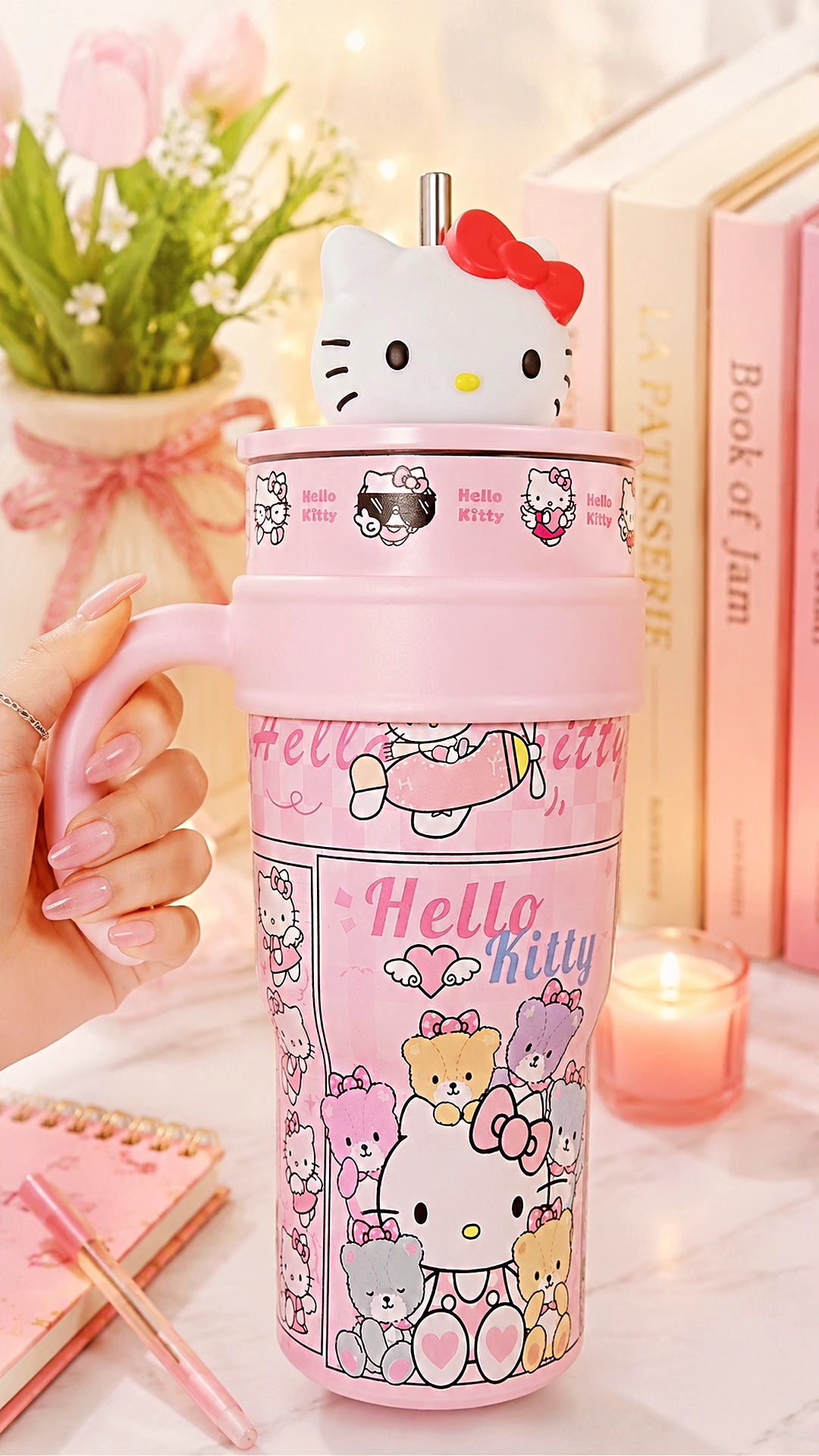 Hello Kitty tumbler with a 3d charm