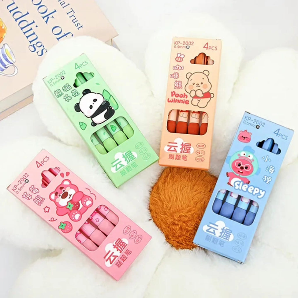 Kawaii blue ink gel pen 0.5mm with soft grip. 4pc.