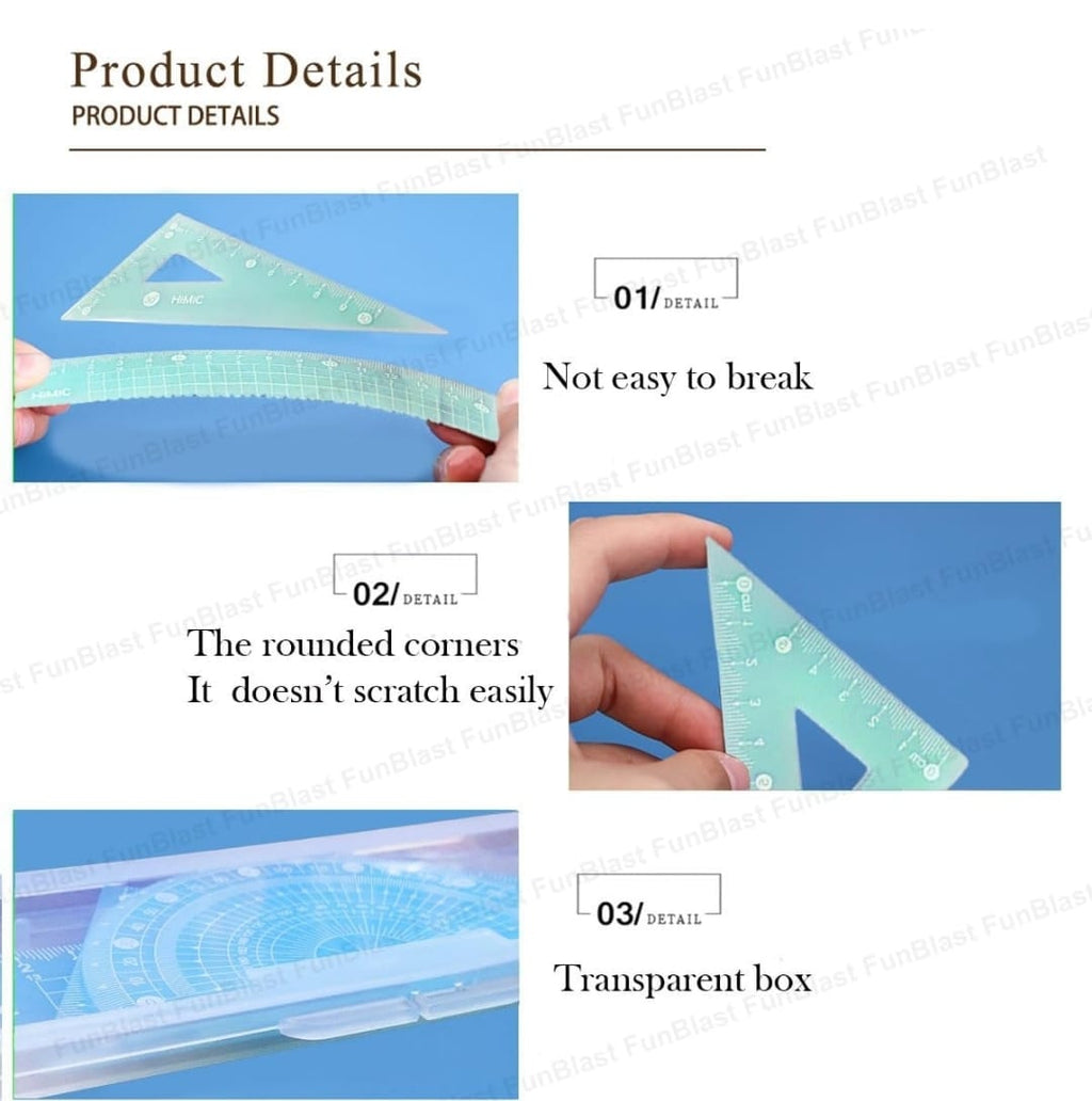 4 in 1 Protractor and Ruler Set - 4 Pack Set Square, Square Rulers, School Geometry Set, Math Protractor, Geometry Rulers (Ruler Random)