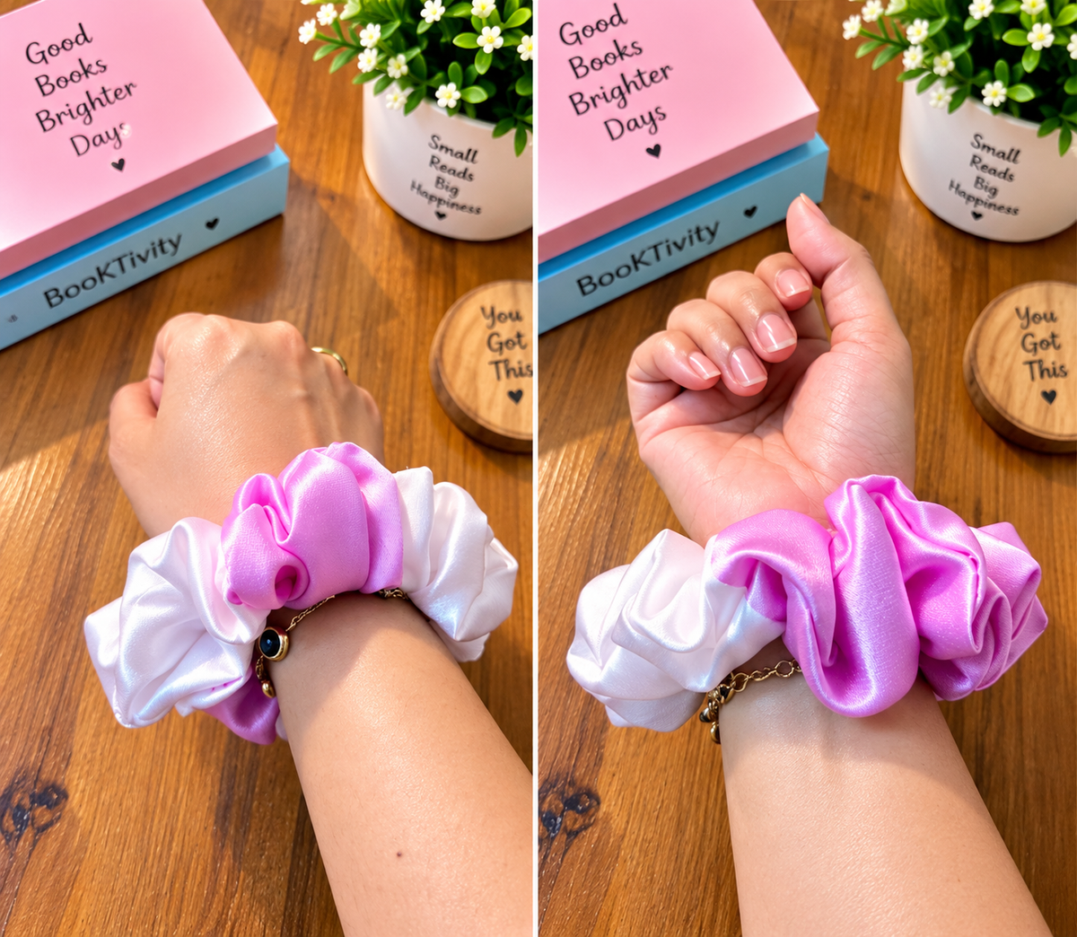 Dual colour Satin Scrunchie big size one piece