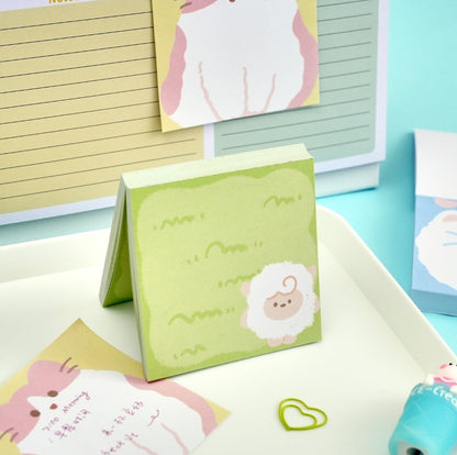 6pcs Cute Cartoon Animals Memo Pad Sticky Notes each design has 100 pages Writing Pads Label Mark Stickers Stationery School Supplies Sticky Notes