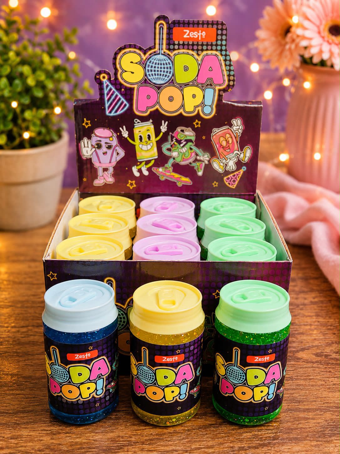 Soda Pop Slime for Kids | Glittery Stretchy Slime in Cute Soda Can Packaging. Any one of the random colour.
