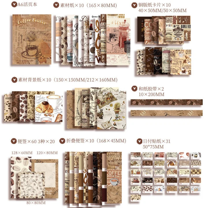 Coffee lovers journal scrapbook gift set premium piece