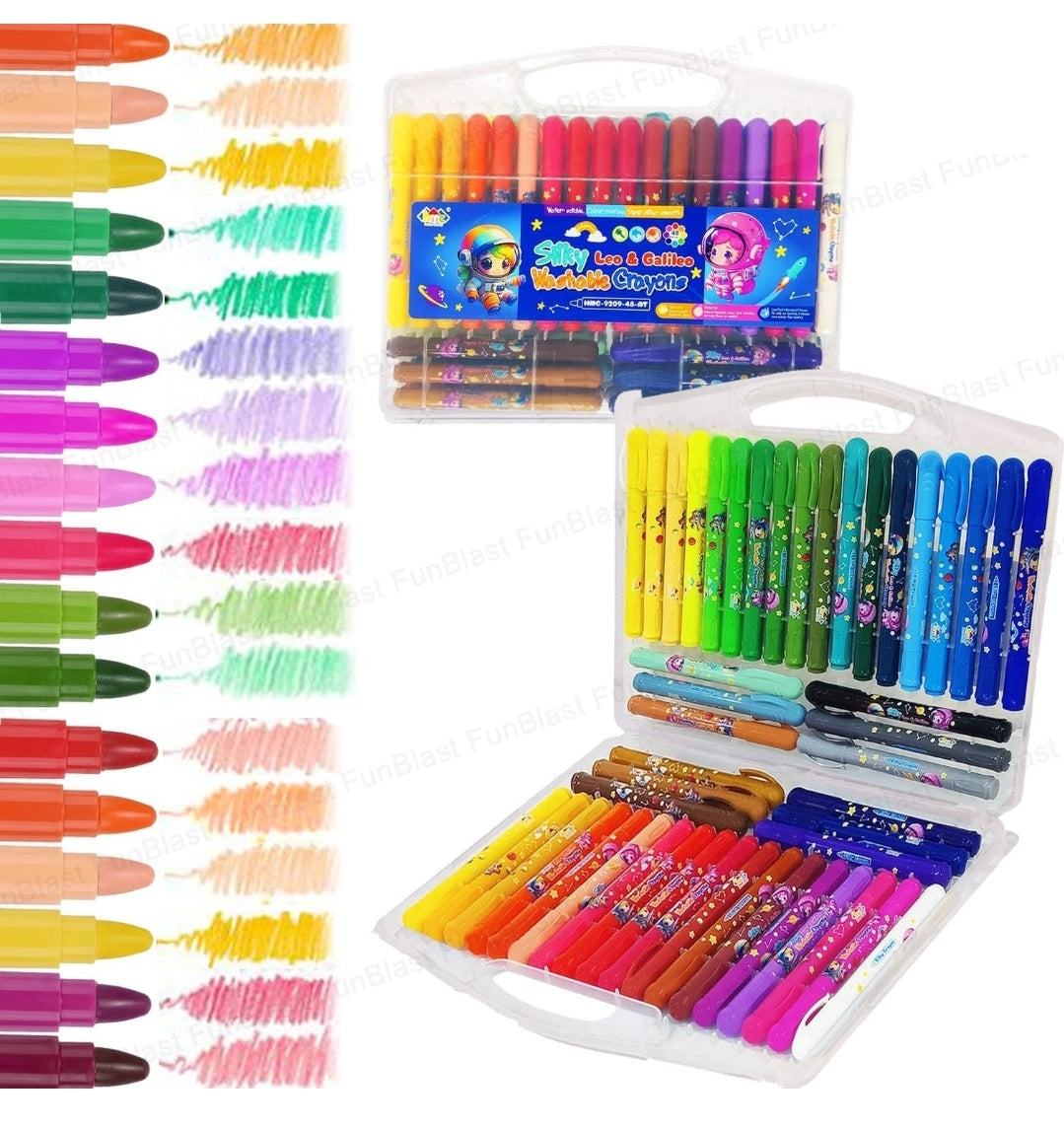 Crayons for Kids – Washable Super Silky Smooth Twistable 48 Shades Rolling Crayons in Box, Crayon Colour Set for Kids, Art Drawing Crayon Set for Kids, Drawing and Painting Set (48-Un-Crayon)