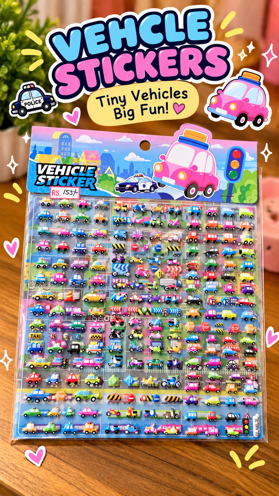 Cute 3D Kawaii Vehicle Stickers