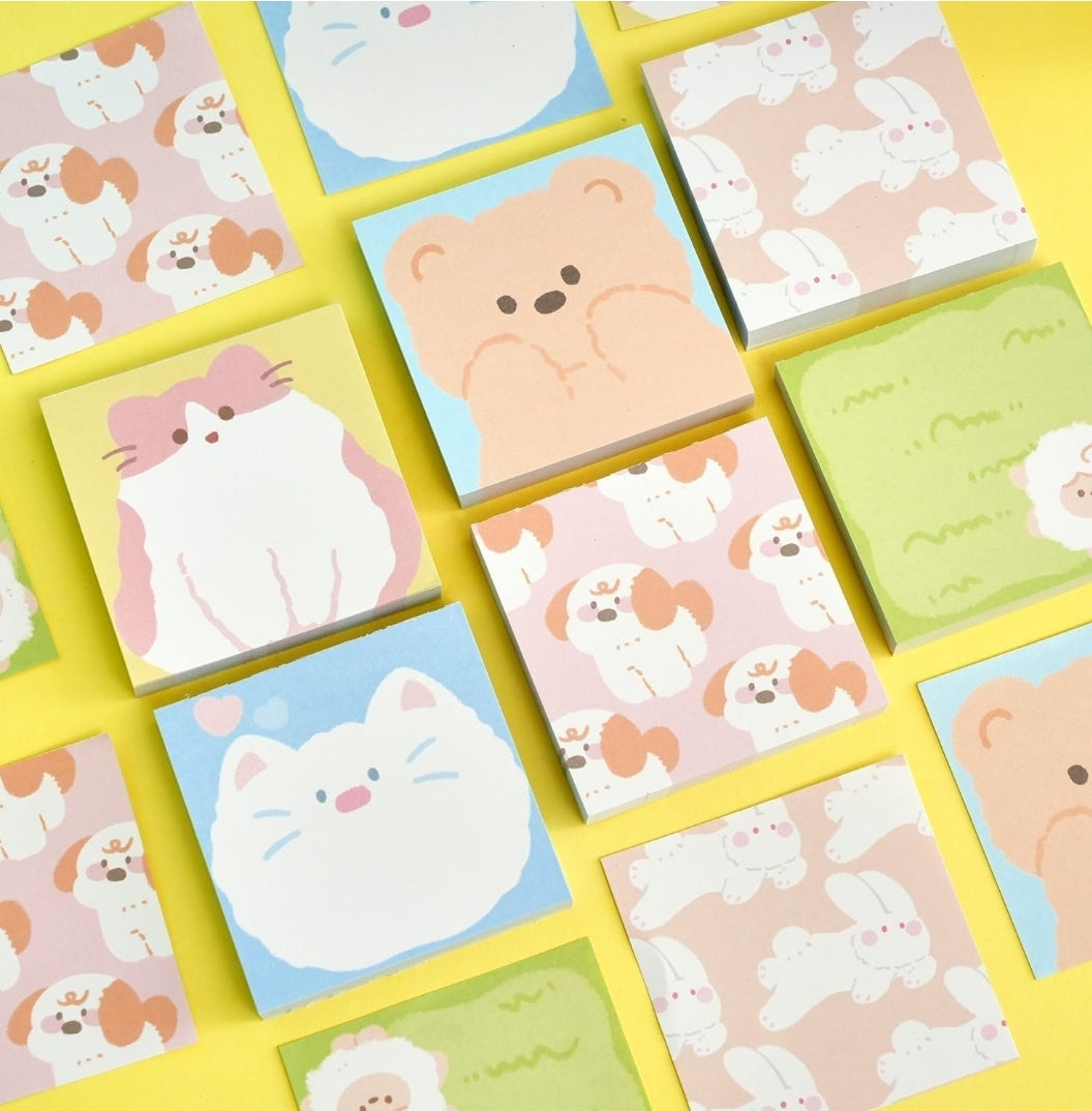 6pcs Cute Cartoon Animals Memo Pad Sticky Notes each design has 100 pages Writing Pads Label Mark Stickers Stationery School Supplies Sticky Notes