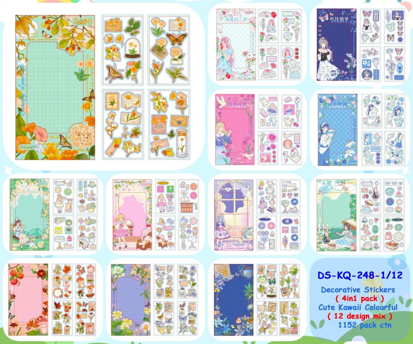 Waterproof kawaii Stickers with a gift package big in size. Random design.