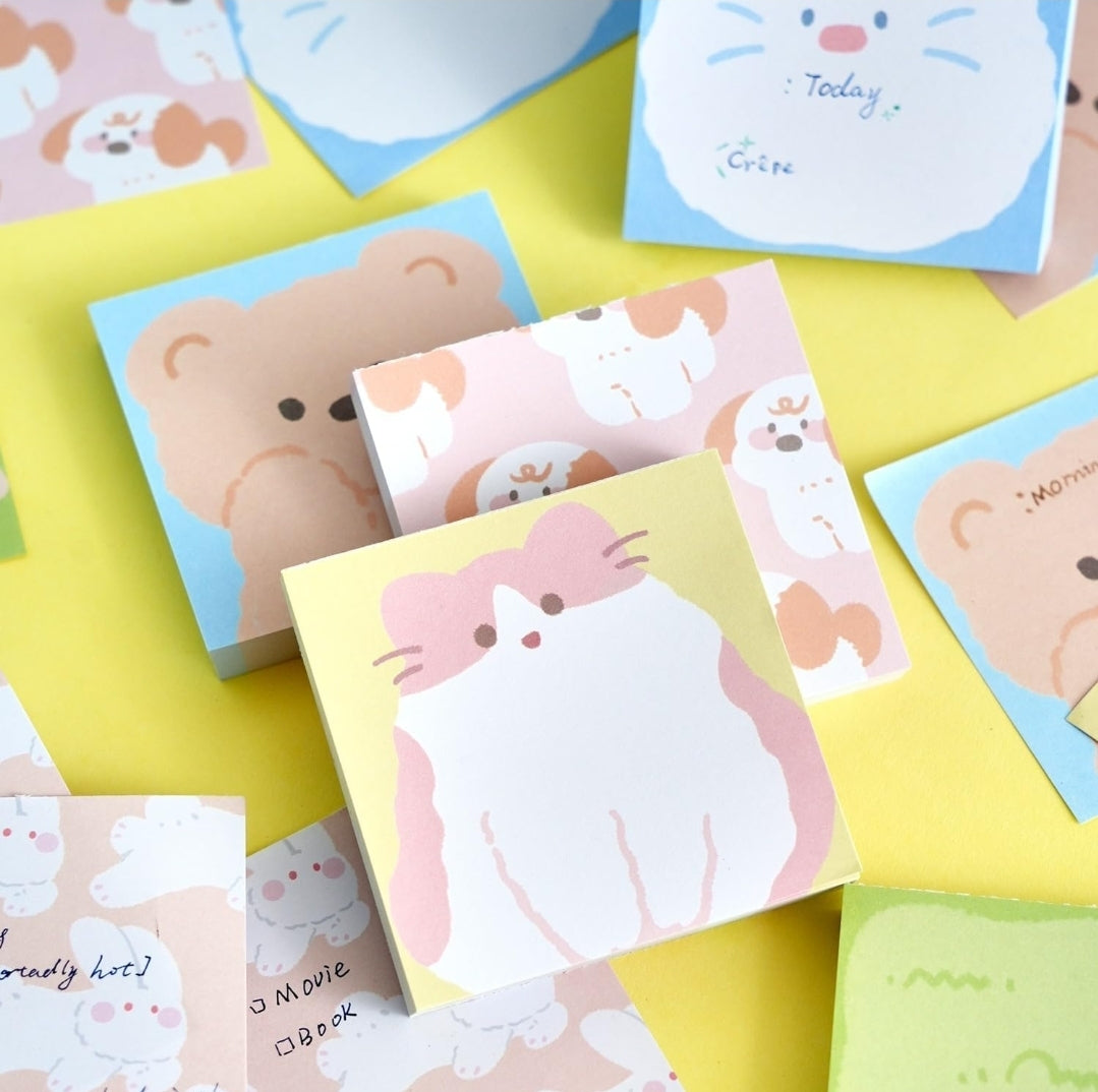 6pcs Cute Cartoon Animals Memo Pad Sticky Notes each design has 100 pages Writing Pads Label Mark Stickers Stationery School Supplies Sticky Notes