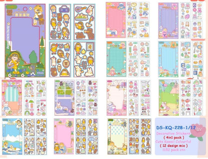 Kawaii stickers gift pack best for return gifts or diwali gifting set of 4 sheets